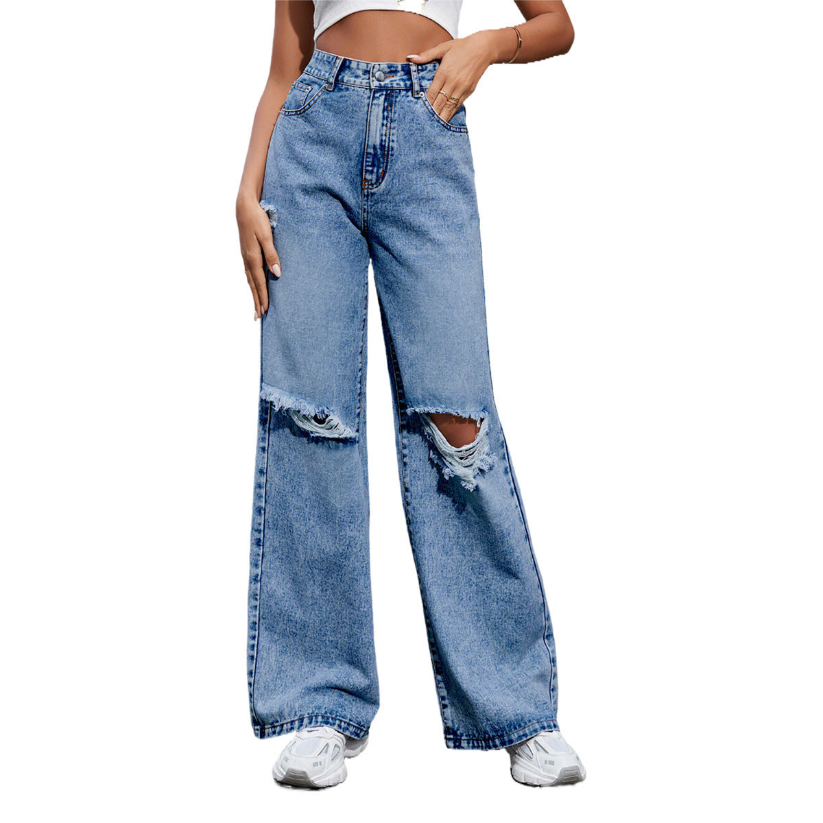 Jean Destroy Femme – Taille Haute & Coupe Large