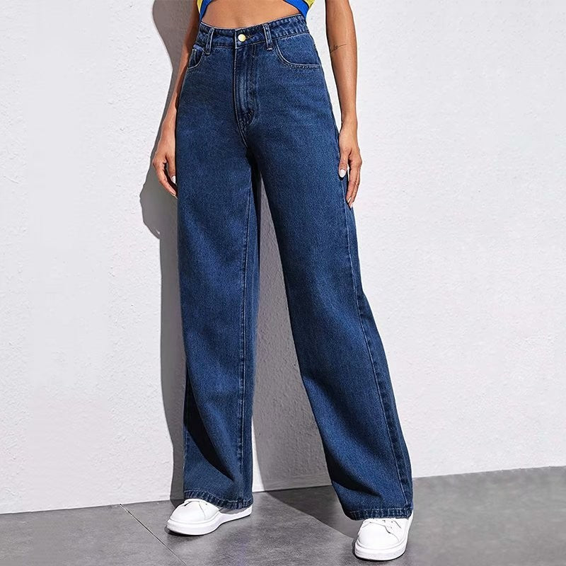 Jean Taille Haute Coupe Droite – Confort & Style Intemporel
