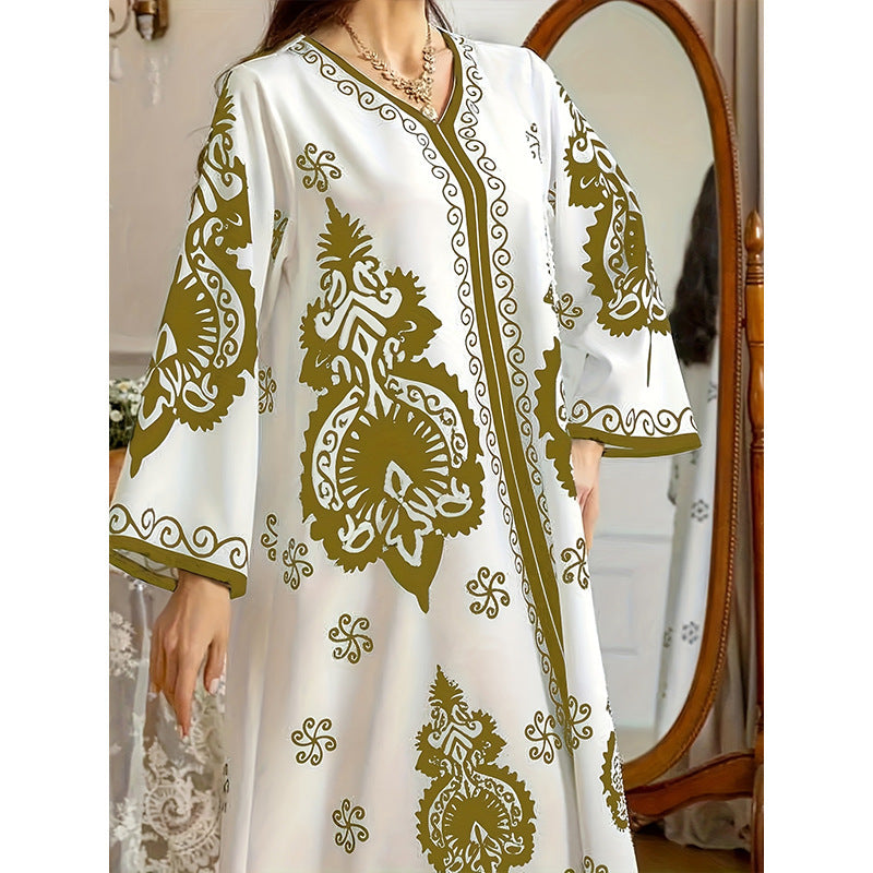 Robe Longue Brodée Orientale – Style Dubaï/Turquie – Élégance Traditionnelle et Moderne pour Occasions