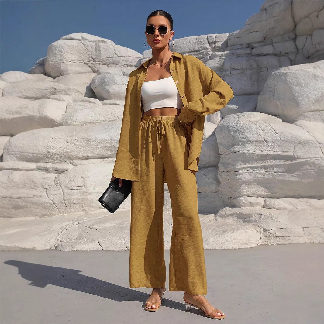 Ensemble Femme Chic – Veste Longue & Pantalon Large Taille Haute | Look Décontracté et Élégant Été 2025
