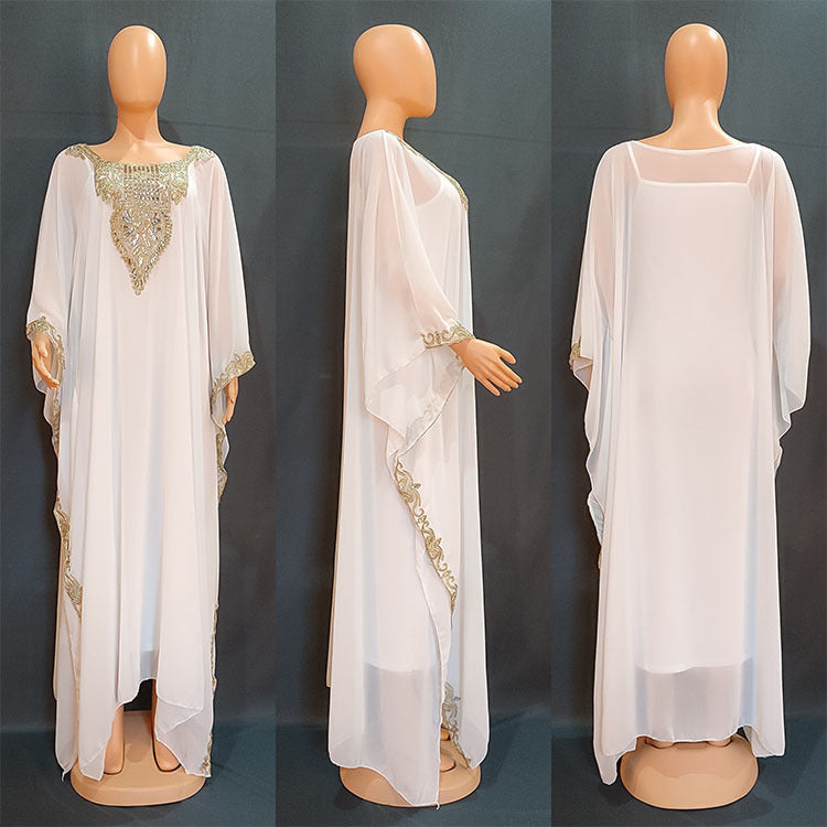 Robe Kaftan Luxe Orientale – Broderies Dorées Élégantes