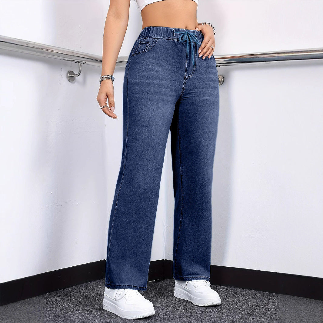 Jean Large Déchiré Taille Haute – Look Tendance et Décontracté