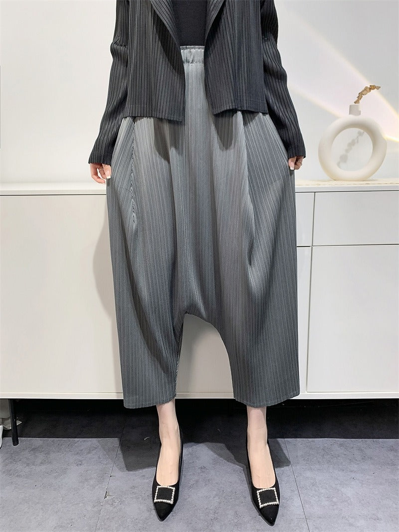 Pantalon Large Plissé Femme – Style Japonais Avant-Gardiste