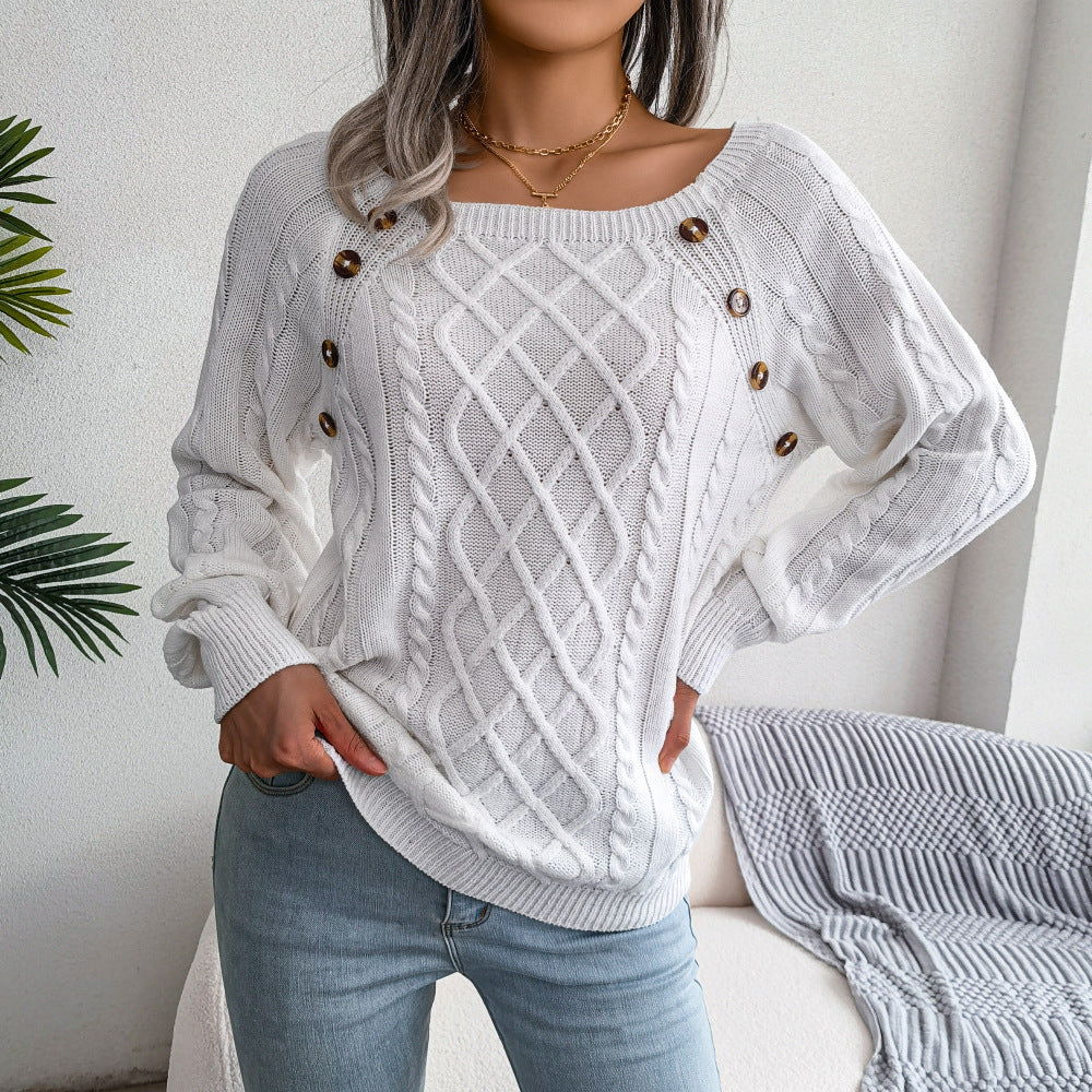 Pull Élégance Bohème™ – Tricot Doux à Boutons Latéraux