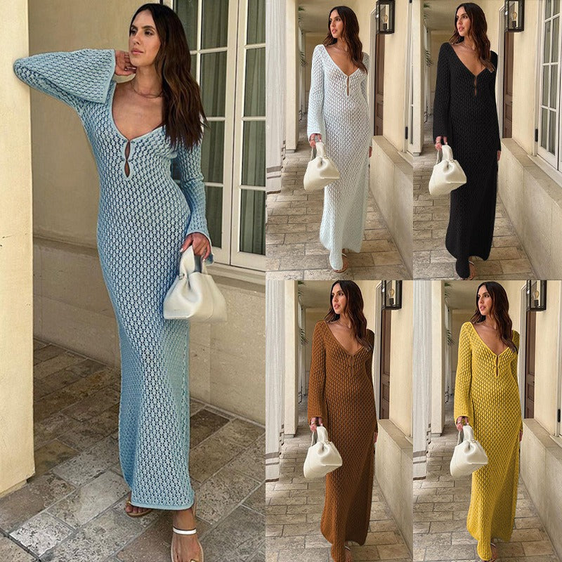 Robe Longue en Crochet – Élégance Naturelle versatile beach cover up, elegant and sophisticated beach sun protection suit