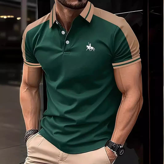 Polo Homme Chic Bicolore – Style Casual Élégant à Col Contrasté