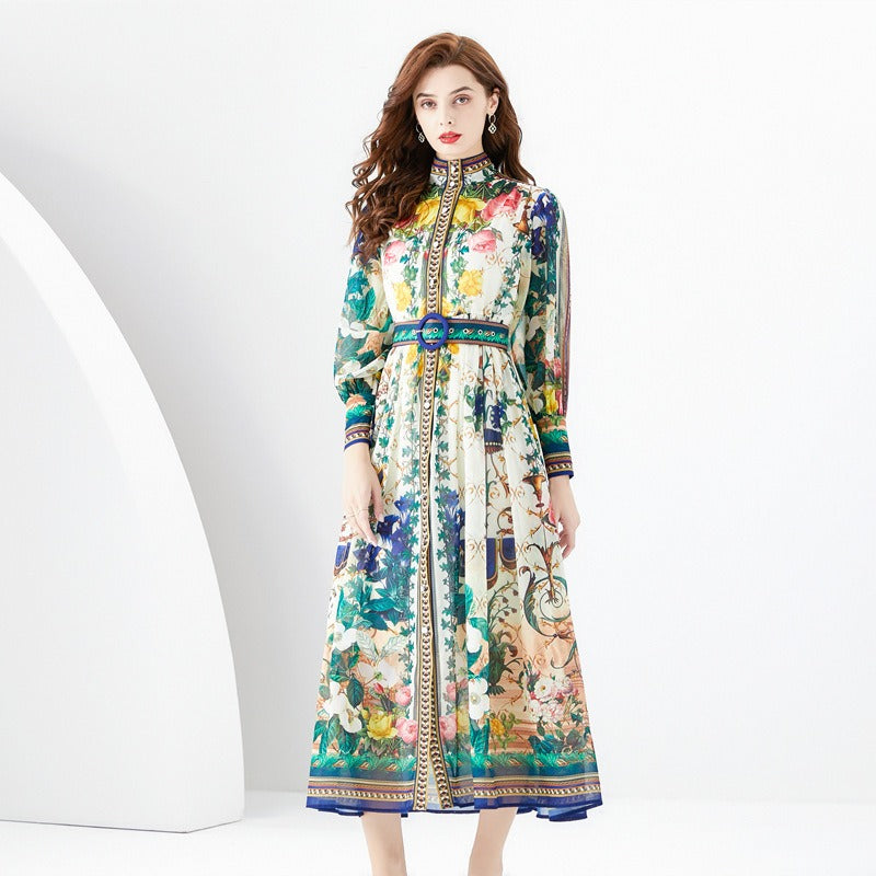 Robe Longue Élégante "Jardin Royal" – Style Baroque Chic