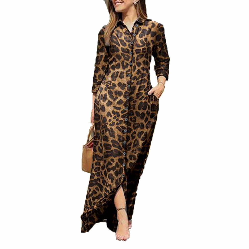 Robe Longue Femme Imprimé Léopard – Élégance Sauvage