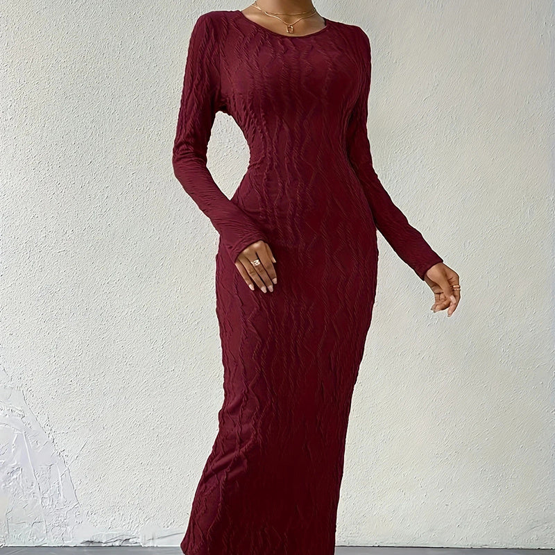 Robe Femme Moulante Longue Manche Longue avec Fente – Élégante & Sexy | Tenue Soirée Automne-Hiver