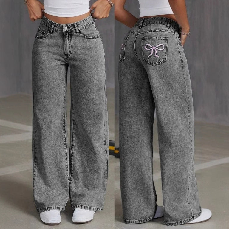 Jean Large Gris Femme – Look Urbain & Décontracté