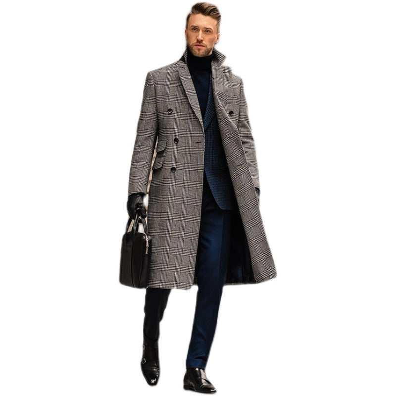 Manteau Homme en Laine à Carreaux – Élégance et Style Haut de Gamme