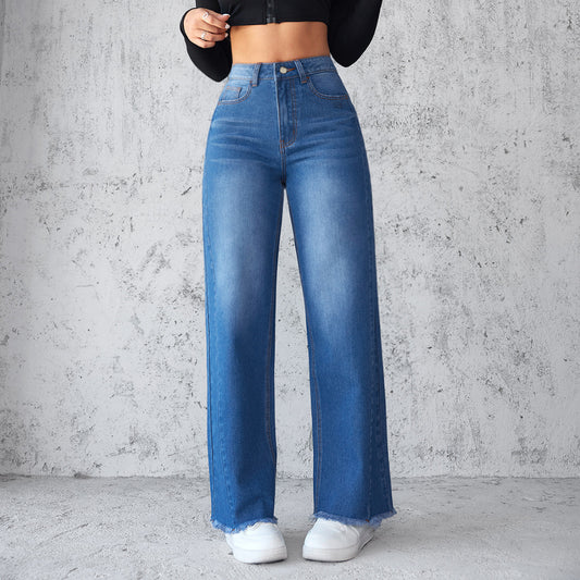 Jean Femme Taille Haute – Coupe Évasée Vintage | Look Chic & Décontracté