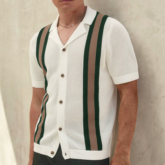 Chemise à Rayures Blanches et Bleues pour Homme - Élégance et Confort