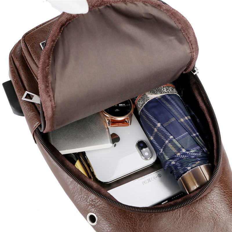 Sac Bandoulière Homme en Simili Cuir – Anti-vol & Port USB de Recharge