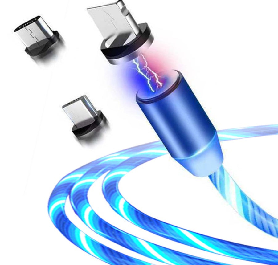 Câble Magnétique LED 3 en 1 – Charge Rapide & Design Futuriste
