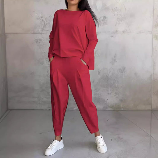 Ensemble “Urban Relax” – Col rond & pantalon fuselé