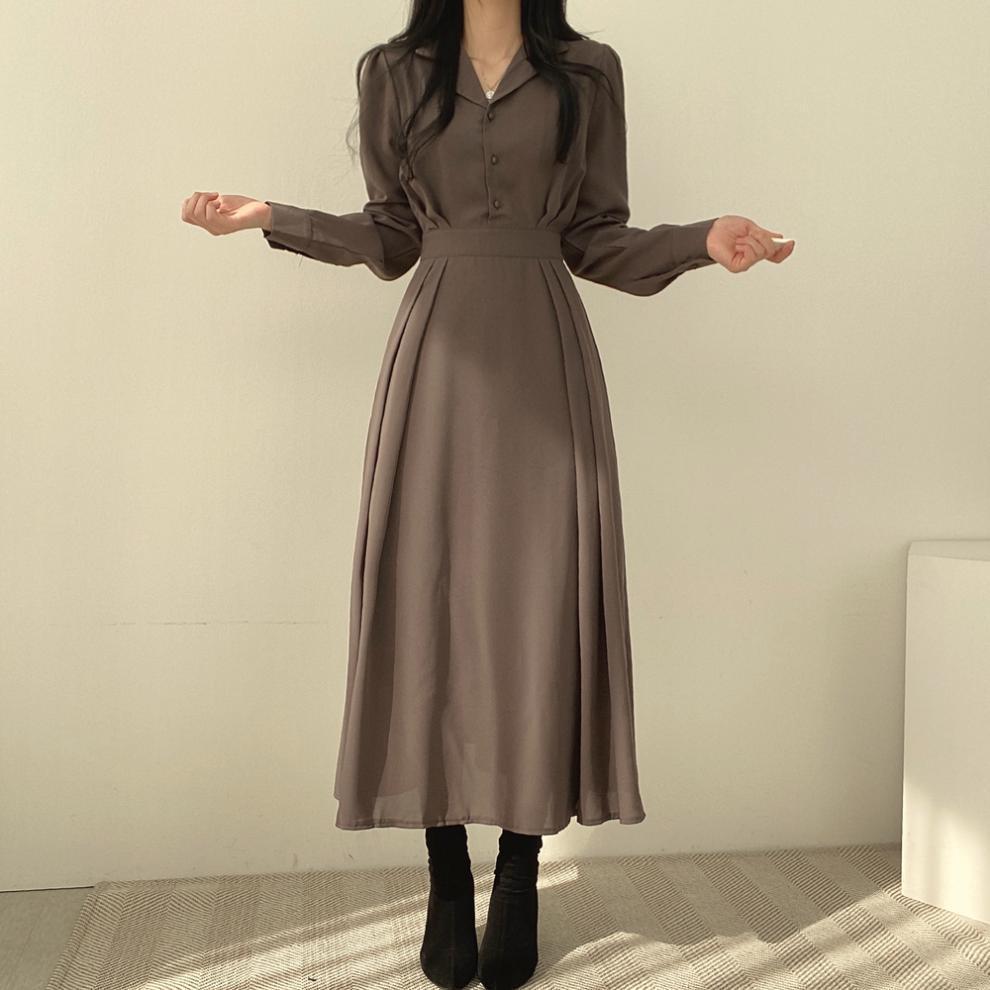 ROBE LONGUE ÉLÉGANTE À MANCHES LONGUES – STYLE MINIMAL CHIC
