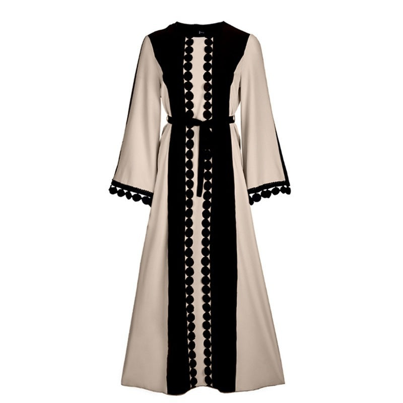 Abaya Longue Élégante Bicolore – Design Moderne et Raffiné