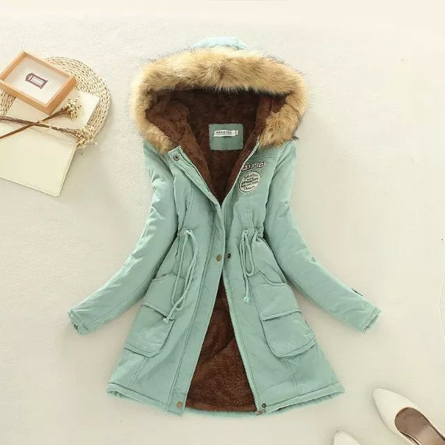 Parka d’Hiver Femme Doublée Polaire | Capuche Fourrure Chaude et Élégante – Disponible en Plusieurs Couleurs
