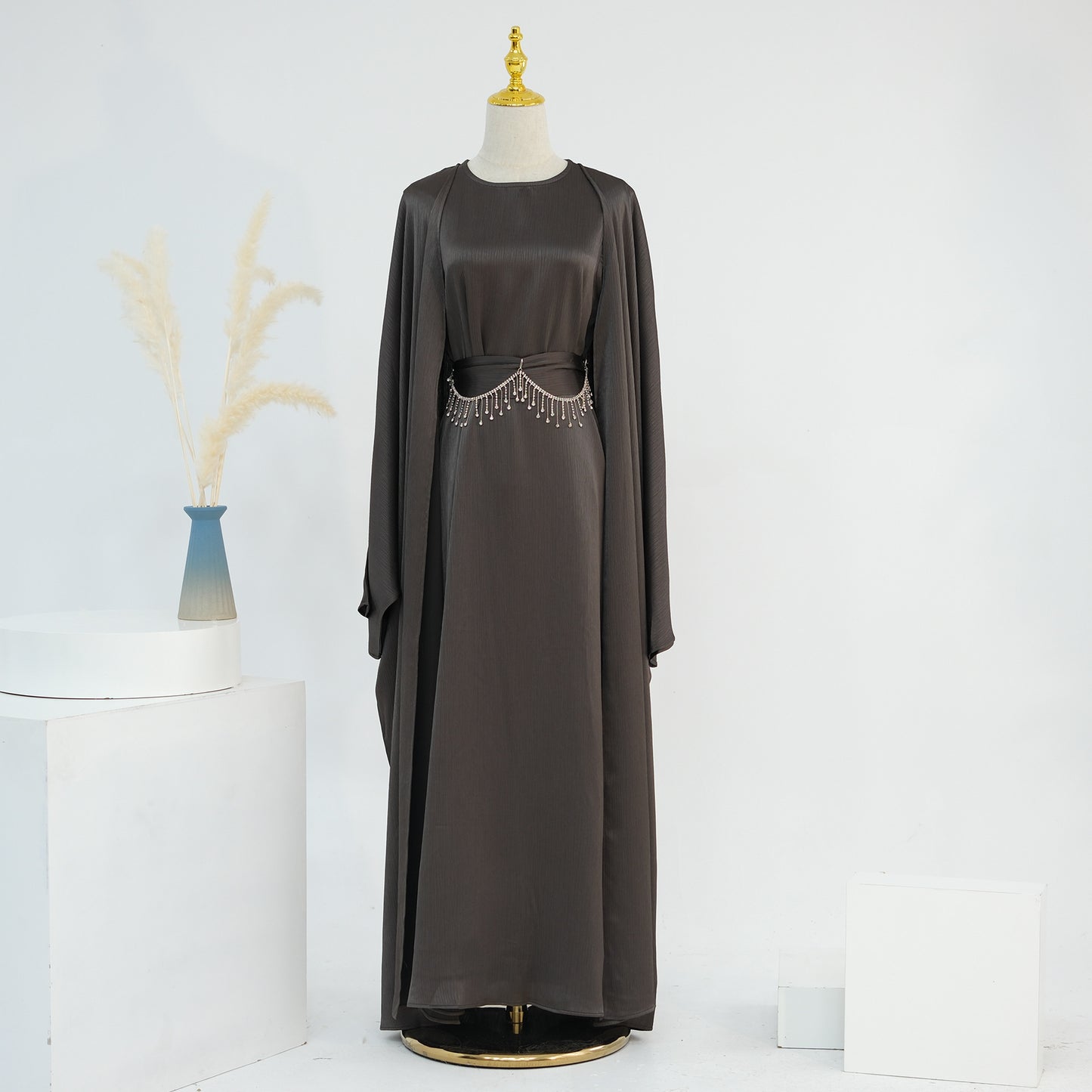Ensemble Élégant Deux Pièces Femme – Style Turc Dubaï avec Chaîne Cristal