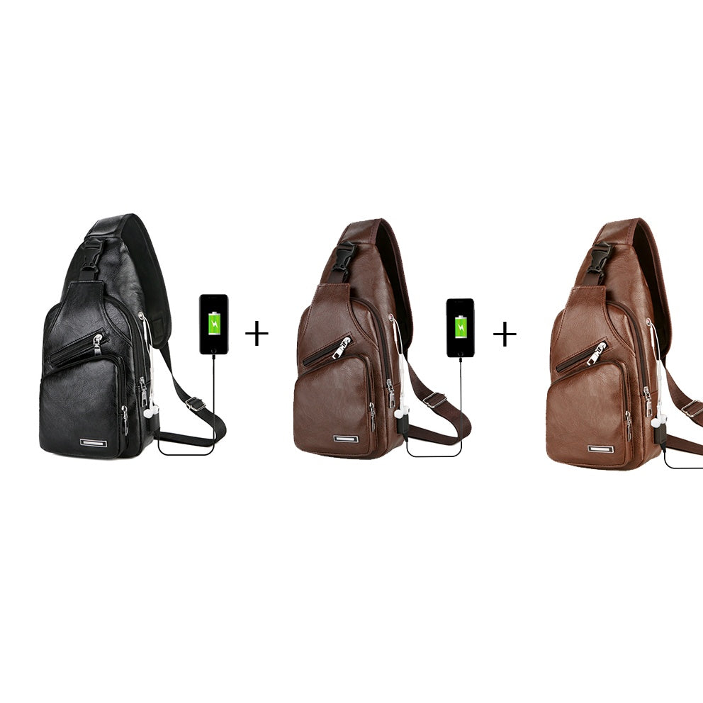 Sac Bandoulière Homme en Simili Cuir – Anti-vol & Port USB de Recharge