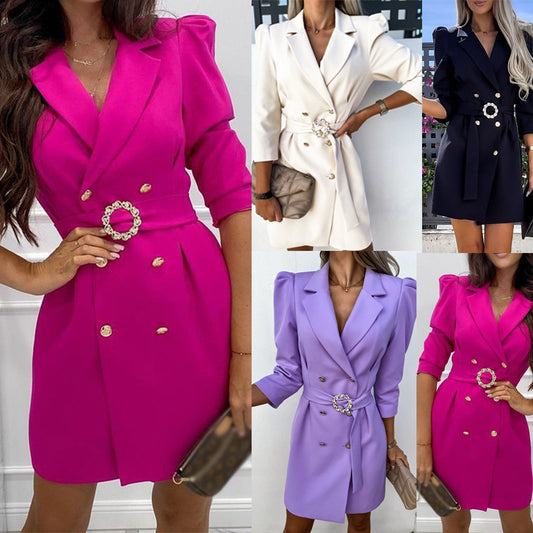 Robe Blazer Élégante à Manches Bouffantes – Chic & Séduction