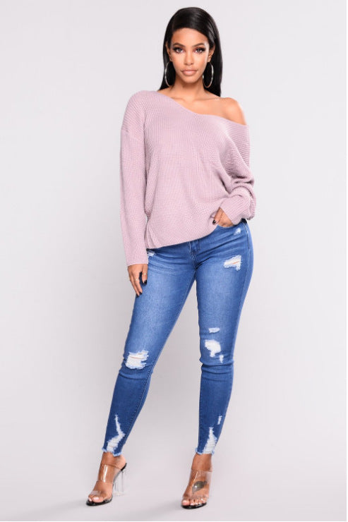 Jean Skinny Déchiré Femme – Taille Haute & Look Sculptant