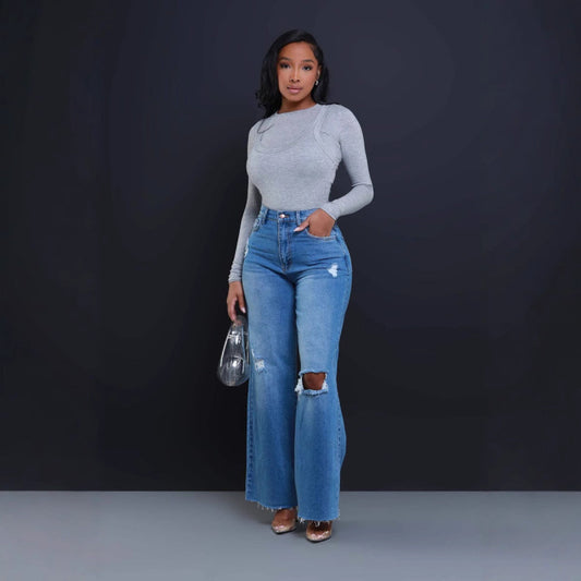 Jean Flare Femme Taille Haute | Effet Vintage & Coupe Tendance 90s