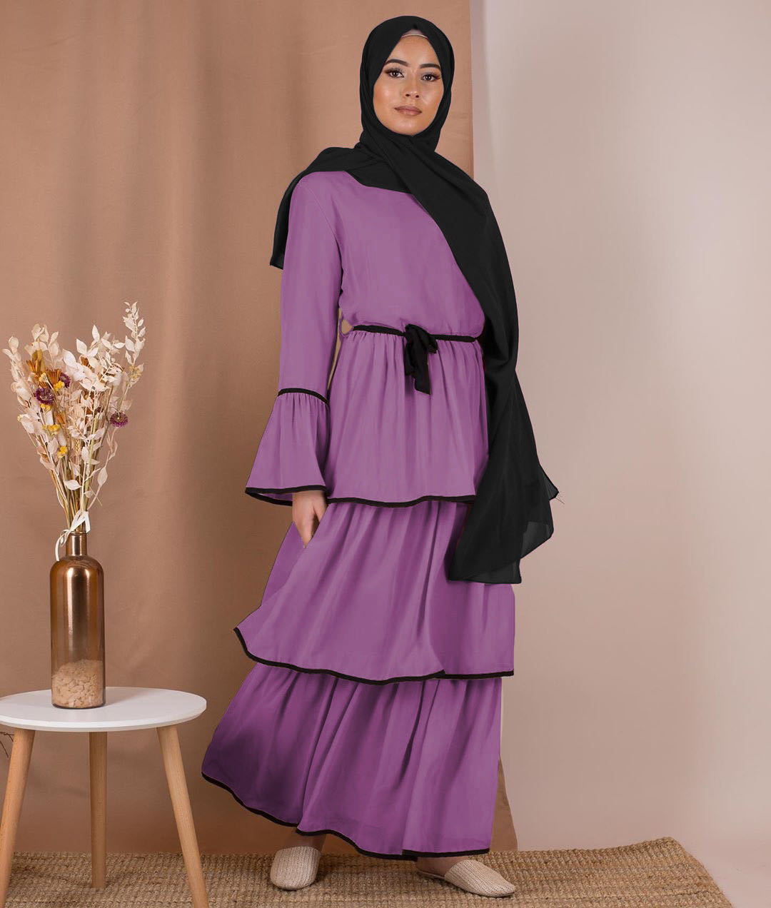 Robe Musulmane Élégante à Nœud – Style Dubaï Chic