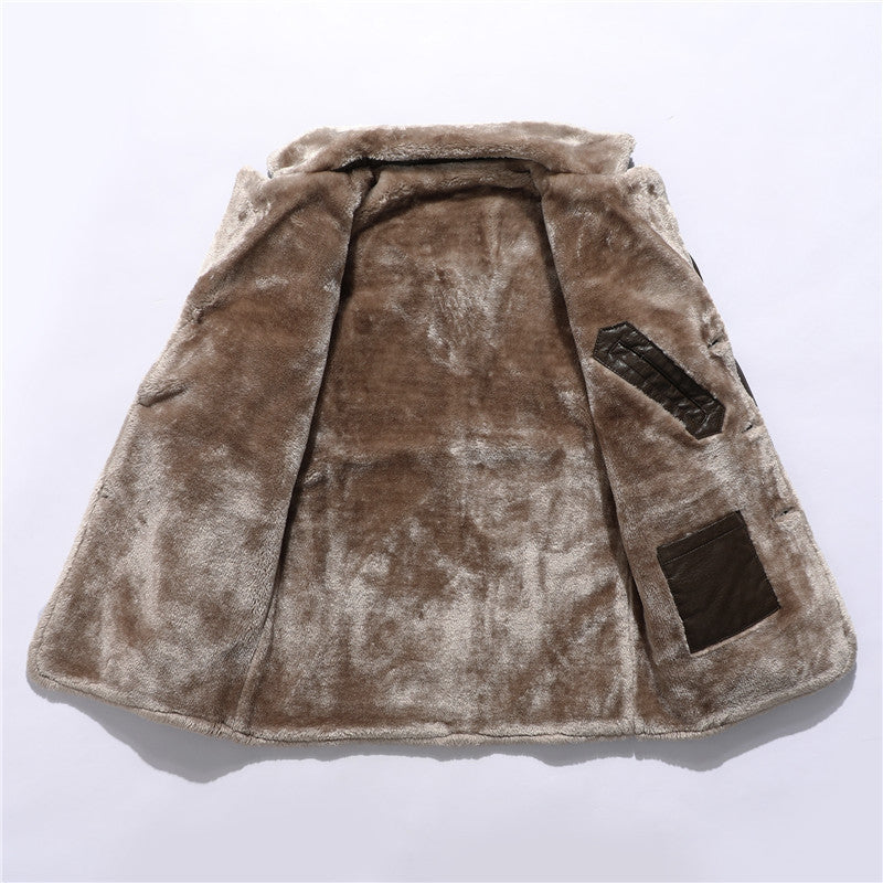 Manteau Homme en Simili Cuir avec Doublure Chaude – Style Biker Élégant