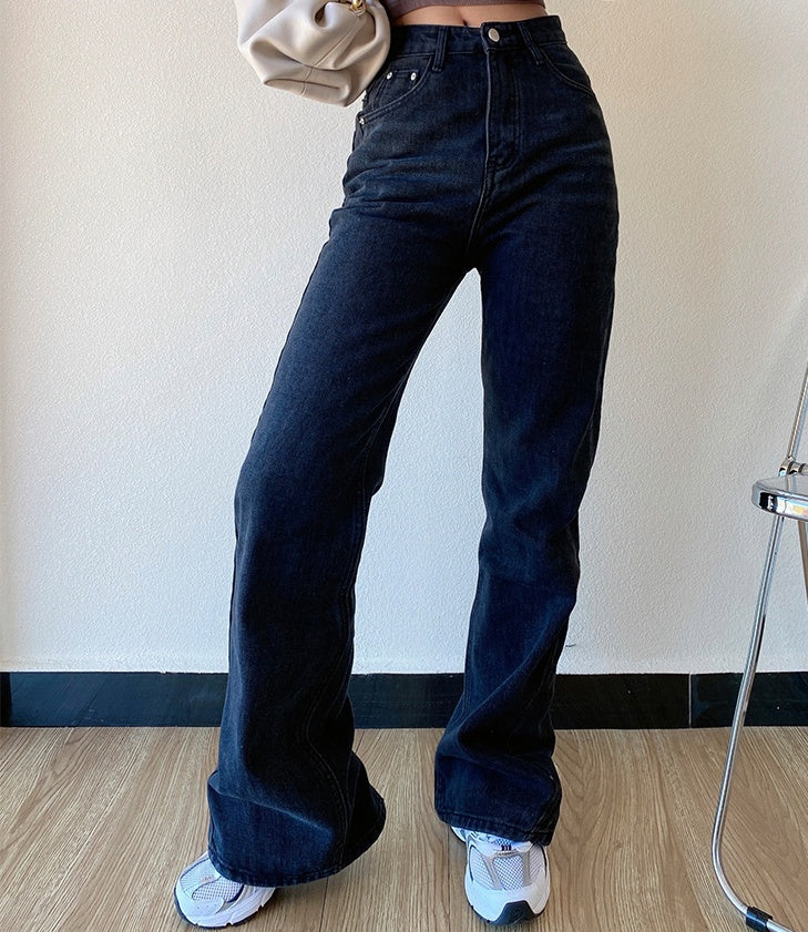 Jean Taille Haute Loose Fit – Coupe Droite Élégante