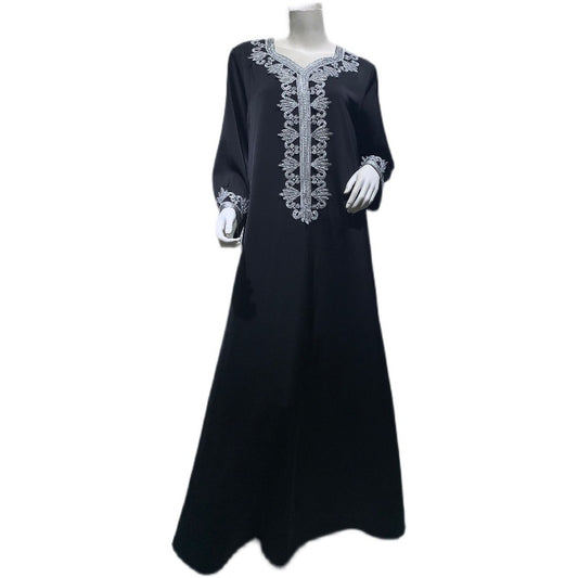 Robe Musulmane Élégante – Style Moyen-Orient à Manches Courtes