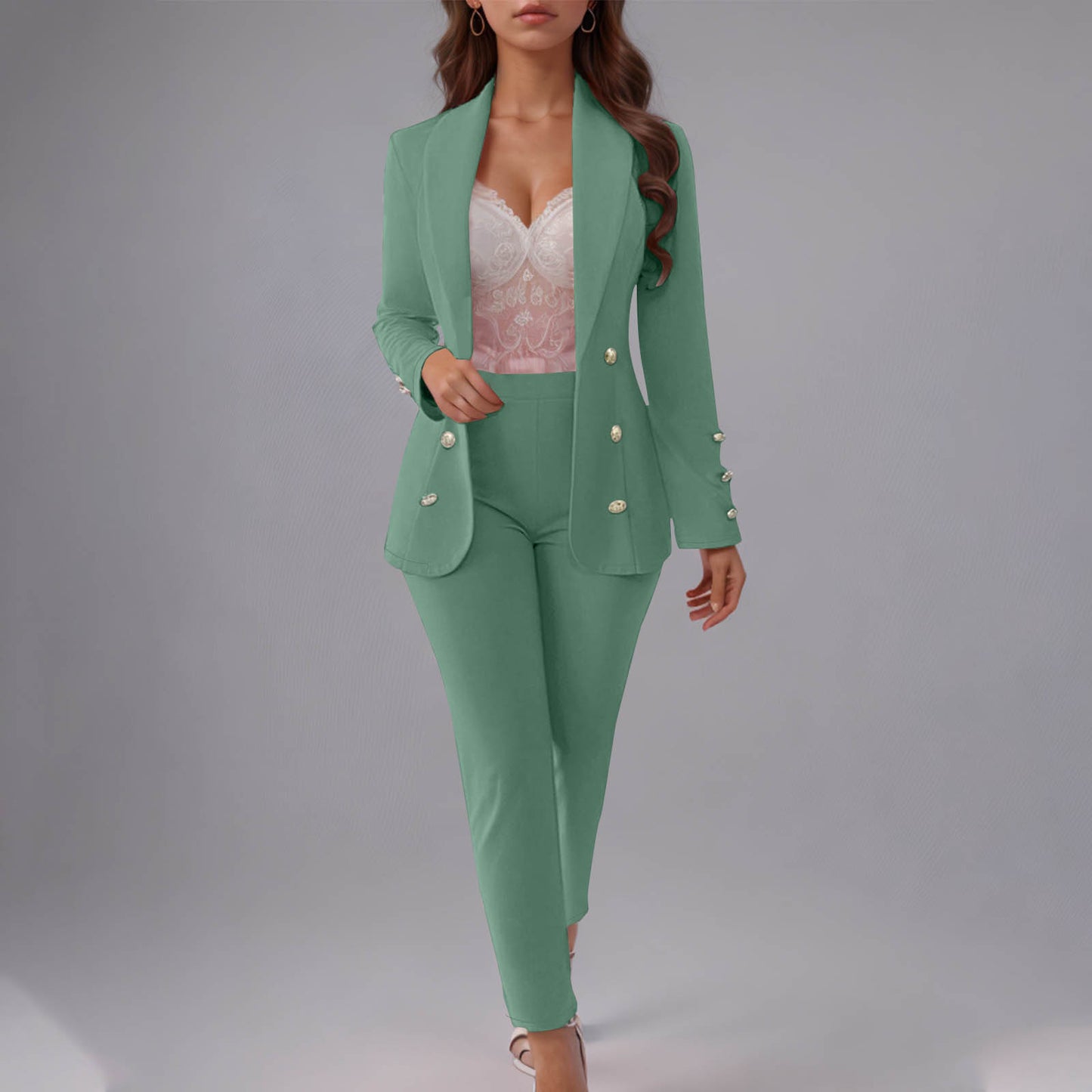 Ensemble Tailleur Femme Élégant – Veste Cintrée + Pantalon
