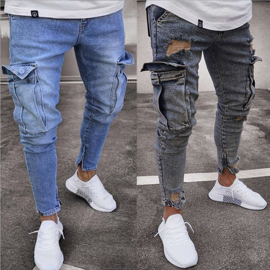 Jean Cargo Streetwear Homme – Style Urbain & Détail Destroy