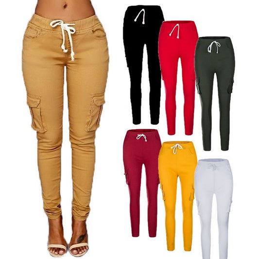 Pantalon Cargo Femme – Coupe Skinny & Taille Élastique