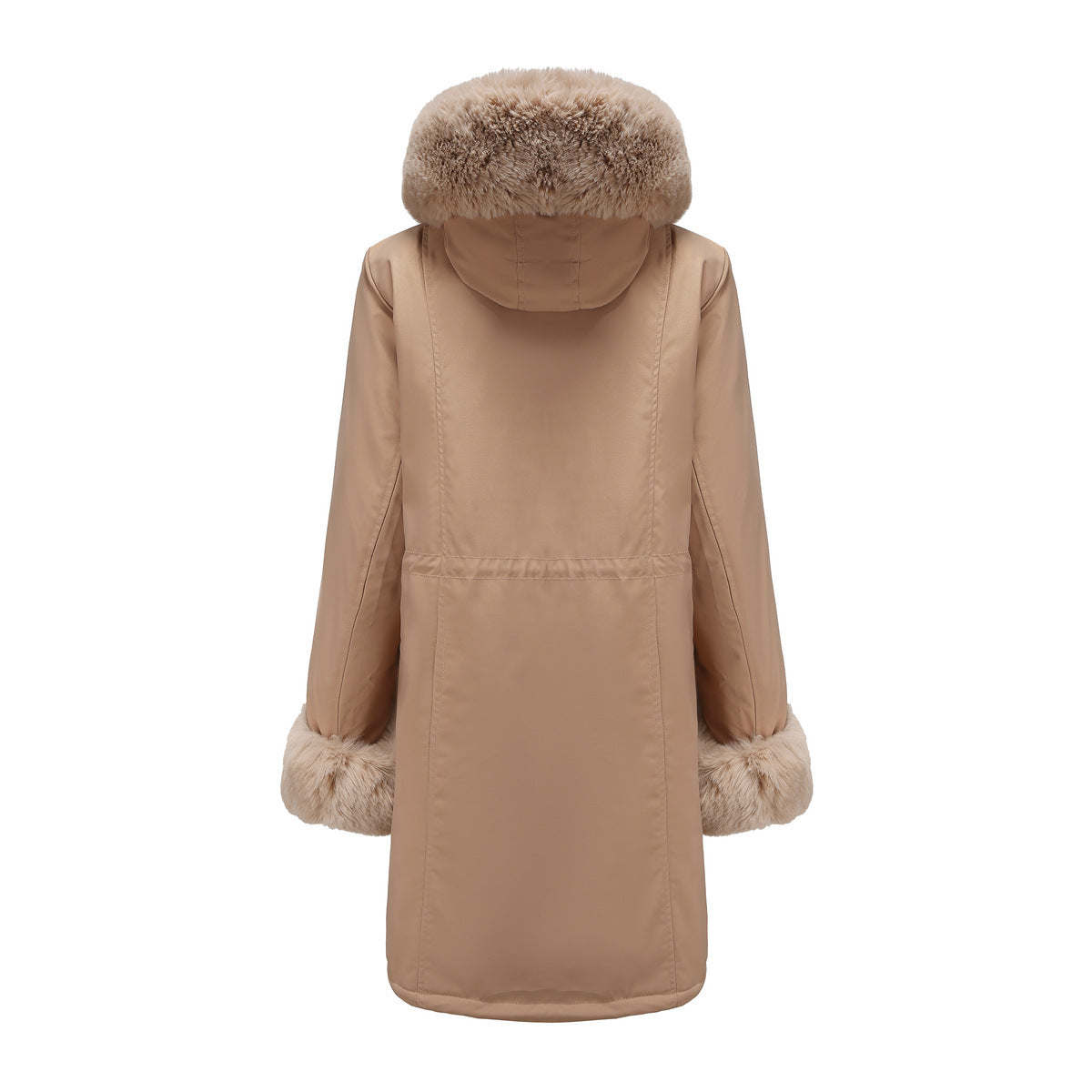 Manteau Long Femme avec Capuche en Fausse Fourrure – Élégance & Chaleur Hivernale
