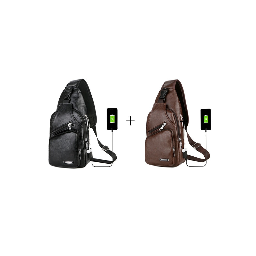 Sac Bandoulière Homme en Simili Cuir – Anti-vol & Port USB de Recharge