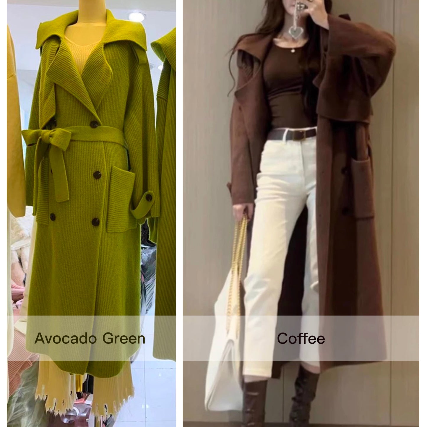 Manteau Long en Maille Épaisse – Élégance & Confort Urbain