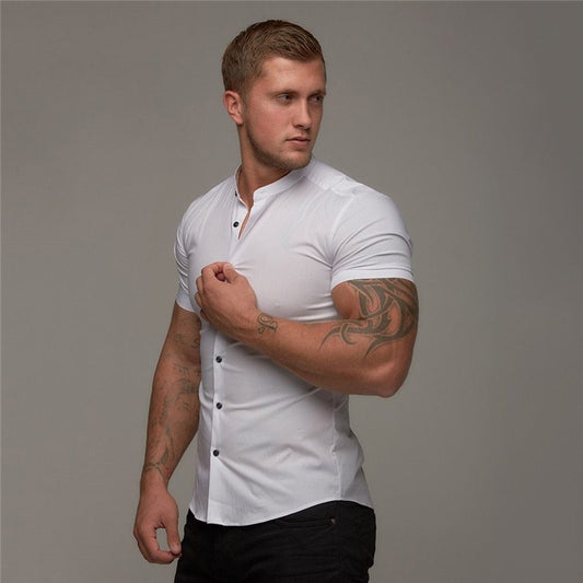 CHEMISE HOMME SLIM COL MAO – ÉLÉGANCE MODERNE