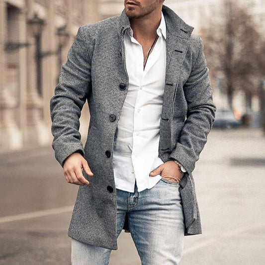 Manteau Long Homme Élégant | Style Urbain Chic – Coupe Ajustée