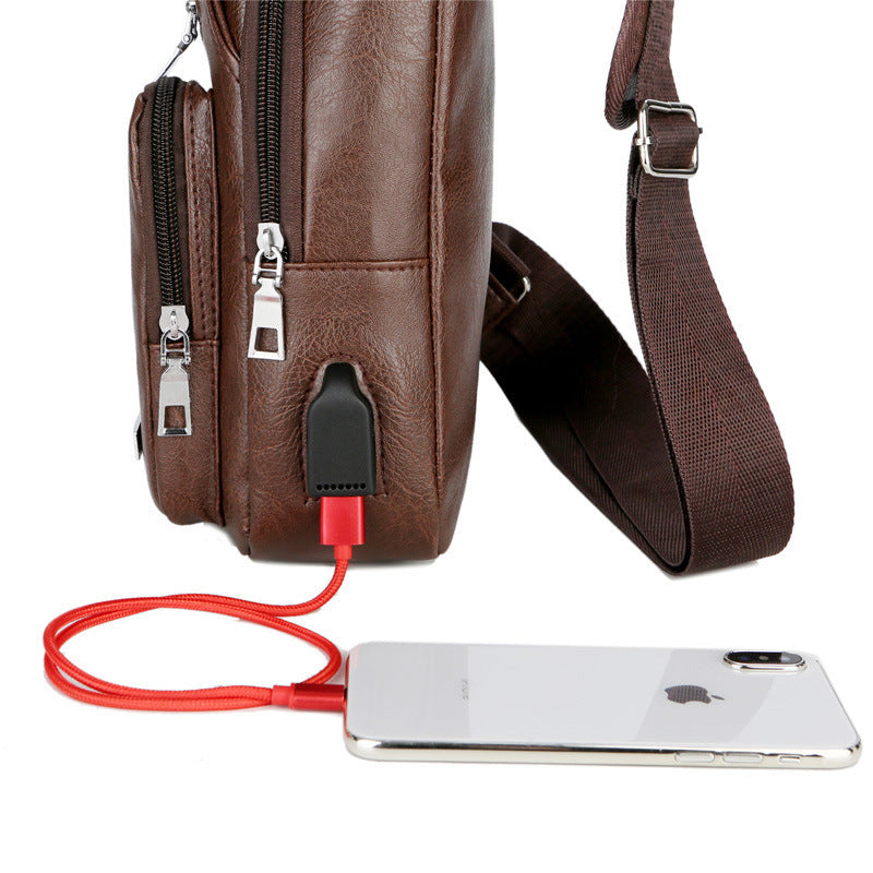 Sac Bandoulière Homme en Simili Cuir – Anti-vol & Port USB de Recharge
