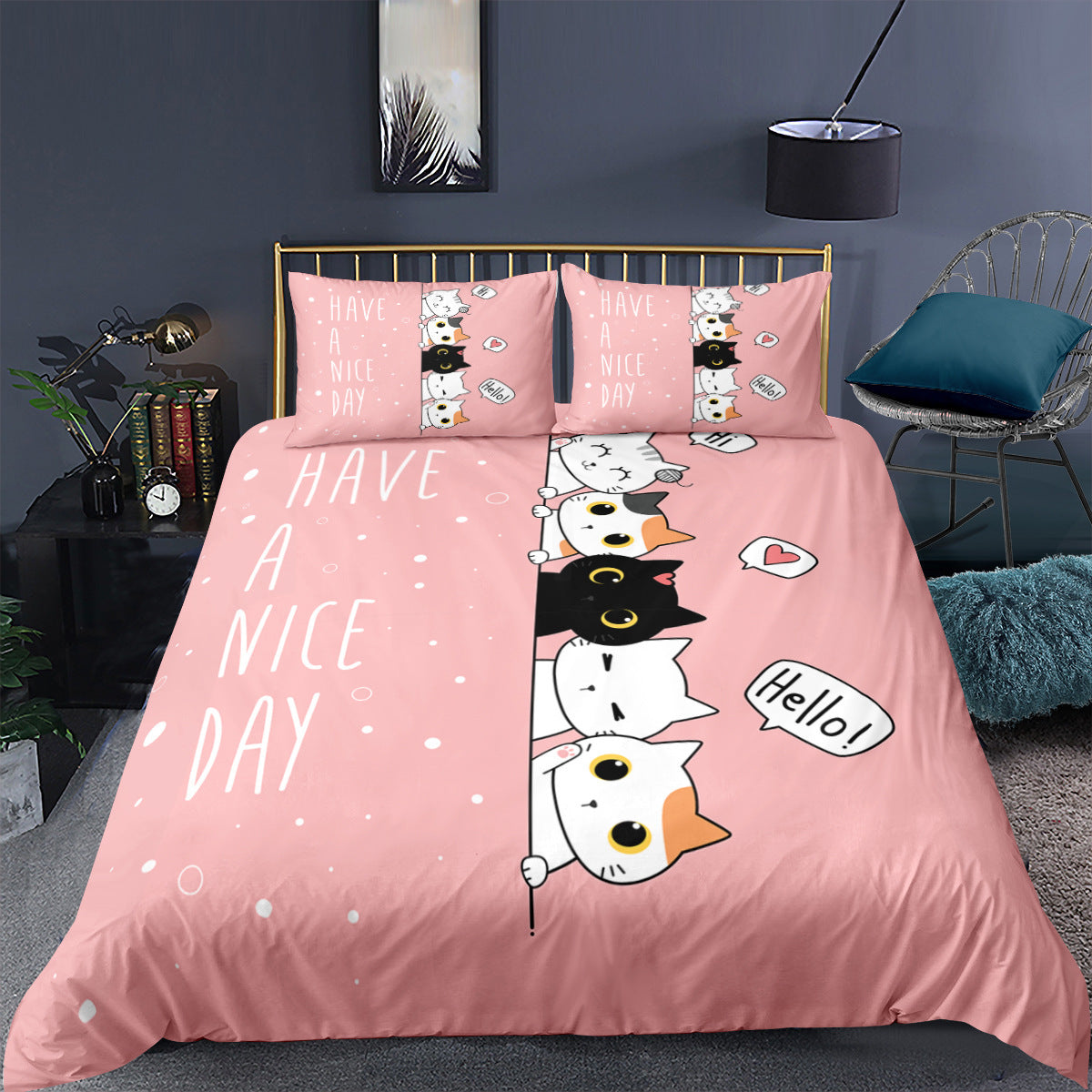Housse de Couette Motif Chats – Style Kawaii & Confort Absolu