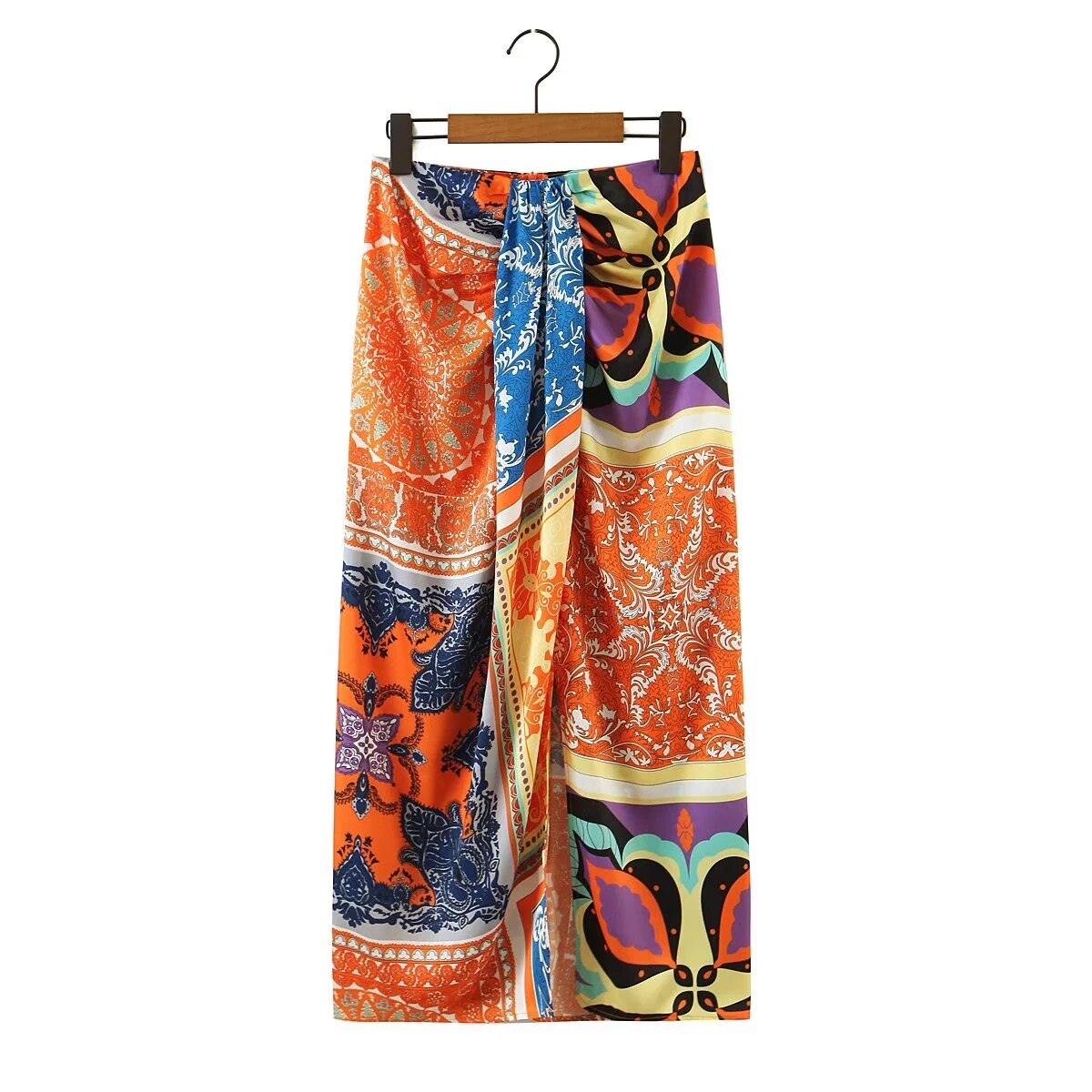 Ensemble Femme 2 Pièces Imprimé Éthnique – Top Noué + Jupe Longue Fluide Bohème Luxe