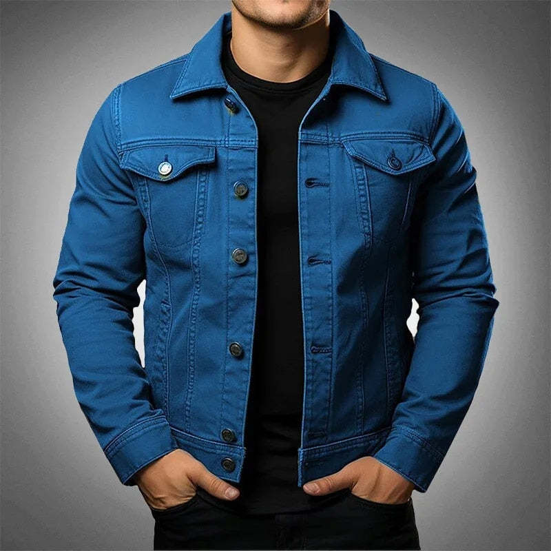 Veste homme coupe jean ajustée, look urbain en denim stretch