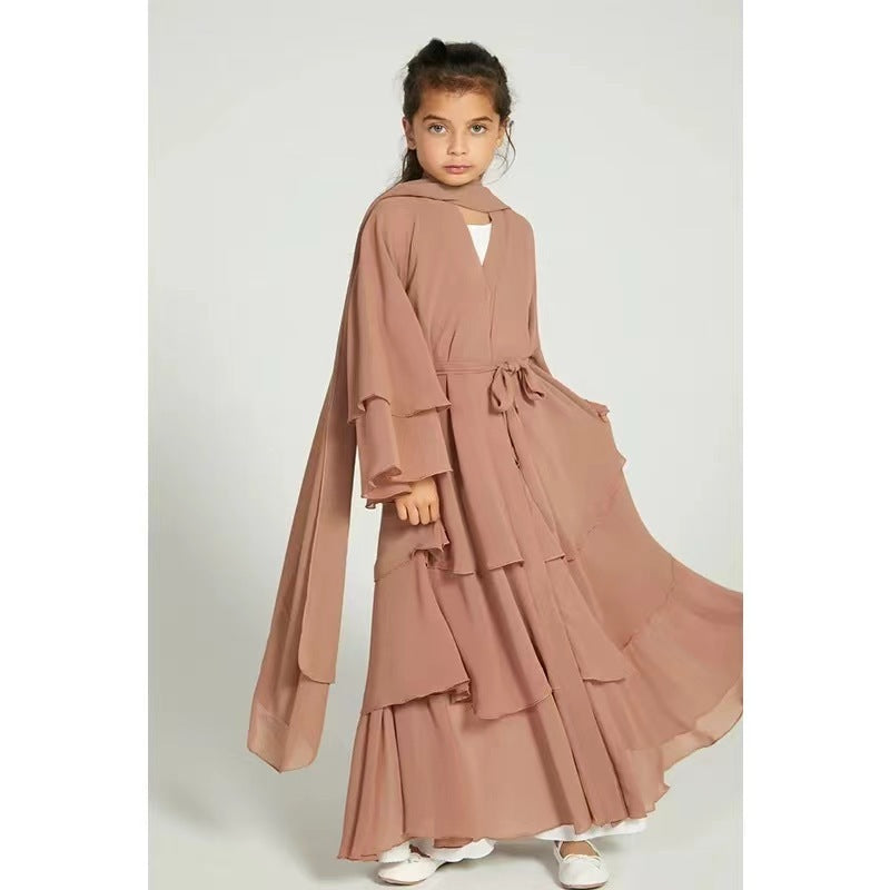 ROBE LONGUE FILLE À VOLANTS – STYLE ÉLÉGANT & MODERNE