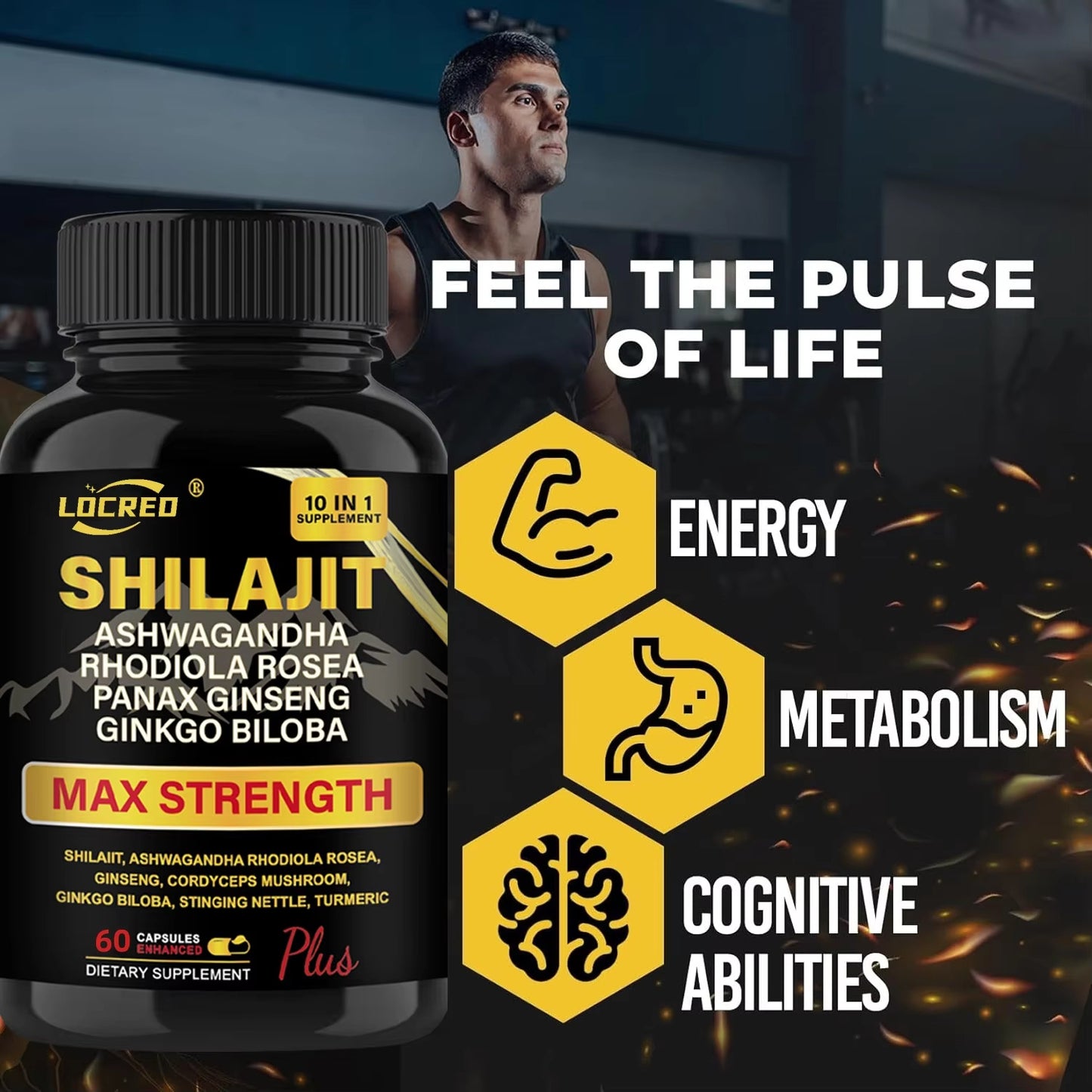 Shilajit & Ashwagandha – Énergie, Vitalité & Bien-être (60 gélules)