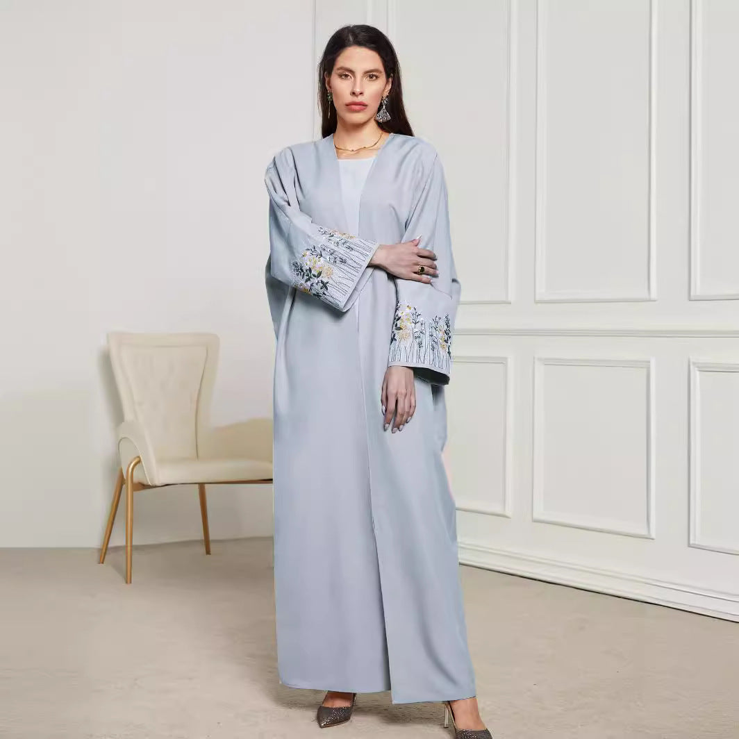 Abaya brodée florale – Élégance raffinée pour femme pudique Muslim