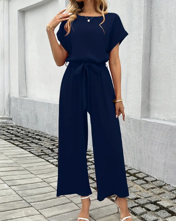 Combinaison Élégante Femme – Tissu Fluide & Taille Ceinturée | Look Chic Été