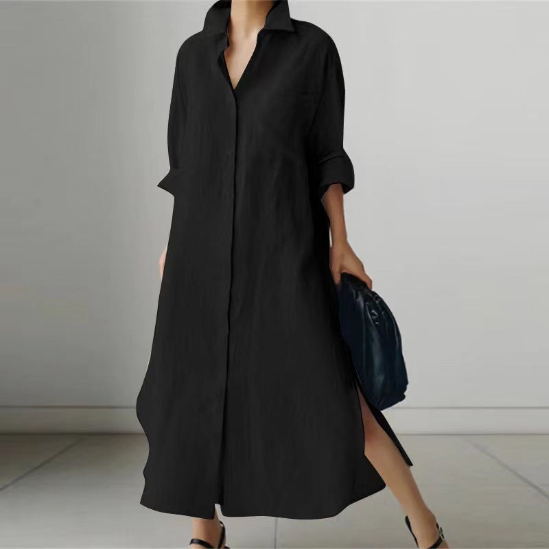 Robe Chemise Longue Femme – Élégance Minimaliste & Confort Naturel