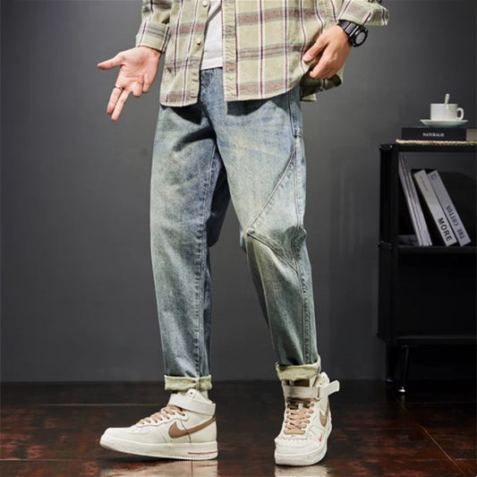 New Jean Patchwork Vintage Homme – Style Streetwear Coréen Oversize